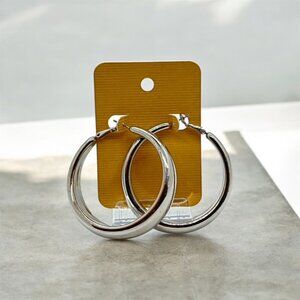 Fun 2" Silver-Tone Chunky Boho Hoop Earrings